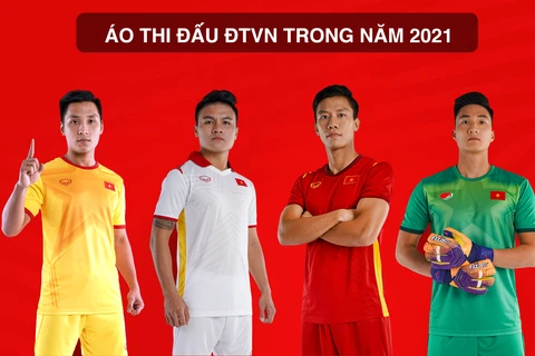 Mẫu áo đấu mới của các đội tuyển Việt Nam trong năm 2021. 