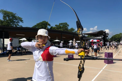 Vận động viên Ánh Nguyệt đại diện cho Việt Nam ở môn bắn cung tại Olympic Tokyo 2020. (Ảnh: Đoàn thể thao Việt Nam) 