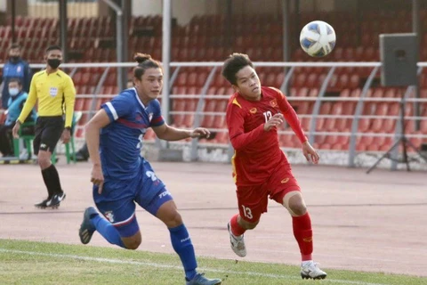 U23 Việt Nam suýt chút nữa bị U23 Đài Bắc Trung Hoa cầm hòa ở trận đấu mở màn tại vòng loại U23 châu Á 2022. (Ảnh: VFF) 