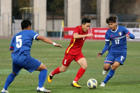 Trận đấu giữa U23 Việt Nam với U23 Myanmar tại lượt trận cuối của bảng I tại vòng loại U23 châu Á 2022 diễn ra lúc 17 giờ chiều nay (2/11) tại Kyrgyzstan. (Ảnh: VFF) 