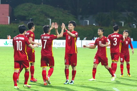 Đội tuyển Việt Nam đứng nhì bảng B tại AFF Cup 2020 sau hai trận đấu đầu tiên. (Ảnh: VFF) 