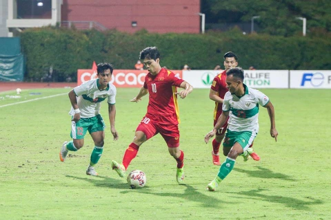 Đội tuyển Việt Nam chưa thể vào bán kết AFF Cup 2020 vì để Indonesia cầm hòa. (Ảnh: VFF) 