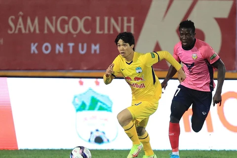 Hoàng Anh Gia Lai đang tìm kiếm chiến thắng đầu tiên tại V-League 2022. (Ảnh: VPF) 