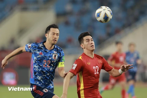 Đội tuyển Nhật Bản thắng 1-0 và hòa 1-1 với Việt Nam sau hai lượt trận tại vòng loại thứ ba World Cup 2022. (Ảnh: PV/Vietnam+) 