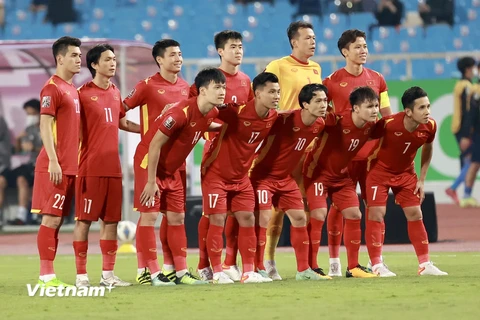 Đội tuyển Việt Nam vẫn đứng trong tốp 100 trên bảng xếp hạng FIFA. (Ảnh: PV/Vietnam+) 