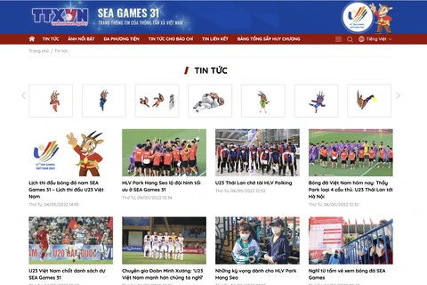Hình ảnh trang tin chuyên biệt về SEA Games 31 của TTXVN. 