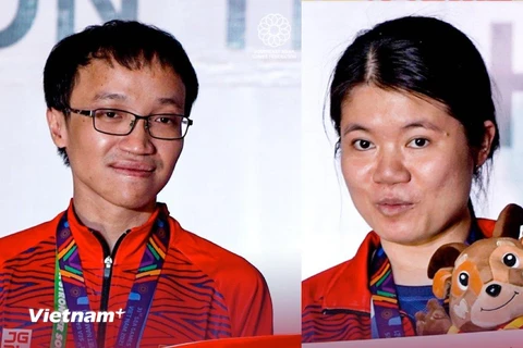 Cặp đôi vợ chồng kỳ thủ nổi tiếng Nguyễn Ngọc Trường Sơn và Phạm Lê Thảo Nguyên. (Ảnh minh họa) 