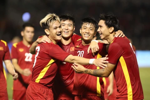 Đội tuyển Việt Nam toàn thắng ở hai trận đấu giao hữu trong đợt tập trung vào tháng 9/2022. (Ảnh: PV/Vietnam+) 