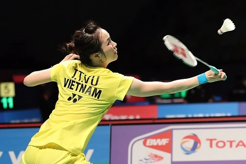 Vũ Thị Trang xuất sắc vượt qua tay vợt Aya Ohori, người Nhật Bản ở tứ kết Giải cầu lông Quốc tế Việt Nam mở rộng 2022. (Ảnh: BWF) 