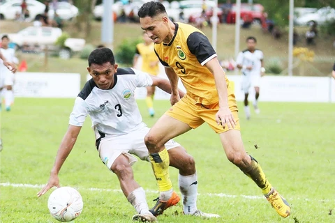 Đội tuyển Brunei vượt qua Timor Leste tại vòng play-off tranh vé tham dự AFF Cup 2022. (Ảnh: LĐBĐ Brunei) 