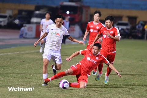 Hà Nội FC thắng tối thiểu 1-0 trước Viettel ở lượt đi V-League 2022. (Ảnh: PV/Vietnam+) 