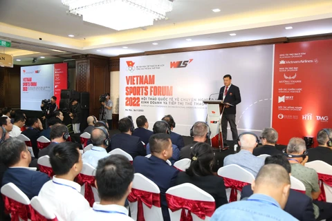 Tổng cục trưởng Tổng cục Thể dục Thể thao, ông Đặng Hà Việt phát biểu tại hội thảo quốc tế ngày 26/11. (Ảnh: CTV/Vietnam+) 