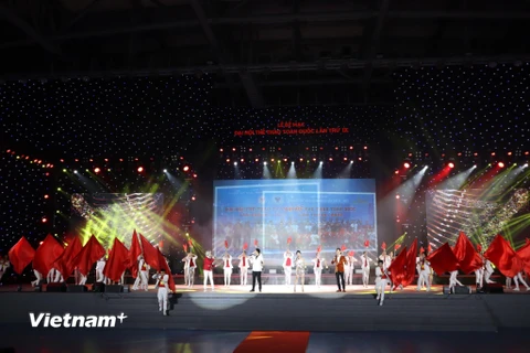 Lễ bế mạc Đại hội Thể thao toàn quốc 2022 được tổ chức tại Cung thể thao Quảng Ninh (Đại Yên, Hạ Long). (Ảnh: PV/Vietnam+) 