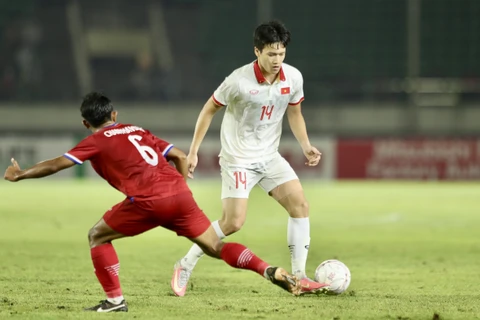 Tuyển Việt Nam khởi đầu AFF Cup 2022 thuận lợi với chiến thắng đậm. (Ảnh: PV/Vietnam+) 