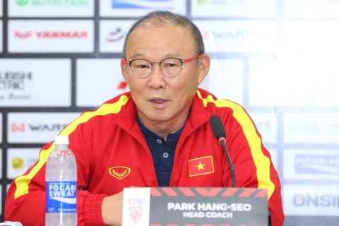 Huấn luyện viên Park Hang-seo tự tin vào thành tích bất bại trước Indonesia kể từ khi dẫn dắt tuyển Việt Nam. (Ảnh: PV/Vietnam+) 