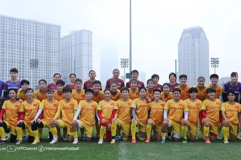 Đội tuyển nữ Việt Nam hướng đến chiến thắng tại Vòng loại 1 Olympic nữ 2023. (Ảnh: VFF) 
