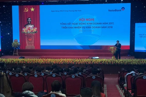 Tổng Giám đốc VietinBank Lê Đức Thọ phát biểu tại hội nghị. (Ảnh: NT/Vietnam+)