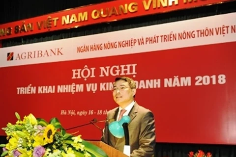 Thống đốc Lê Minh Hưng phát biểu tại Hội nghị. (Nguồn: Agribank)