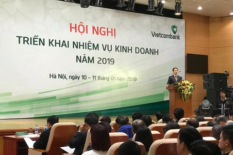 Chủ tịch HĐQT Vietcombank Nghiêm Xuân Thành phát biểu tại hội nghị. (Nguồn: CTV)