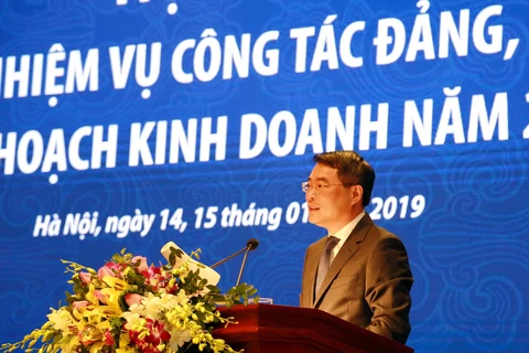 Thống đốc NHNN Lê Minh Hưng phát biểu chỉ đạo tại hội nghị. (Ảnh: CTV)