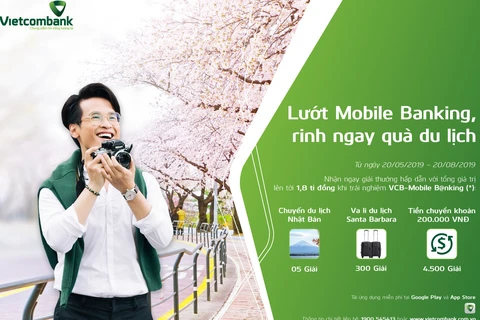 Vietcombank triển khai chương trình lướt Mobile B@nking – rinh ngay quà du lịch. (Ảnh: CTV)