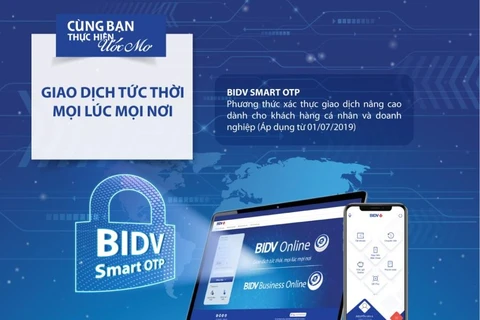 BIDV tích hợp Smart OTP ngay trên ứng dụng BIDV SmartBanking. (Ảnh: CTV)