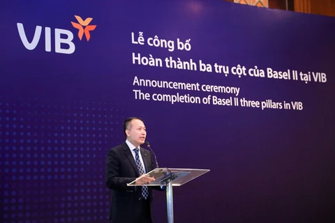 Ông Hàn Ngọc Vũ, Tổng Giám đốc VIB chia sẻ tại lễ công bố. (Ảnh: CTV/Vietnam+)
