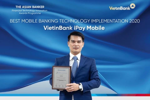 VietinBank là ngân hàng Việt Nam duy nhất được giải thưởng “Ứng dụng công nghệ ngân hàng trên điện thoại tốt nhất”. (Ảnh: Vietnam+)