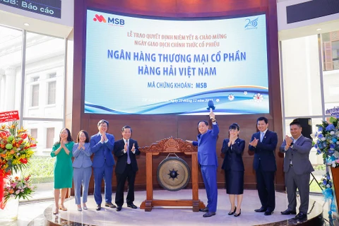 1,175 tỷ cổ phiếu của MSB chính thức niêm yết trên sàn HoSE. (Ảnh: CTV/Vietnam+)
