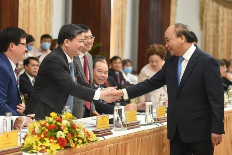 Ông Lê Đức Thọ, Ủy viên Ban chấp hành Trung ương Đảng, Chủ tịch HĐQT VietinBank là một trong những đại diện doanh nghiệp tiêu biểu tham dự Đối thoại 2045. (Ảnh: Vietnam+)