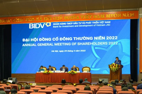 Toàn cảnh Đại hội cổ đông thường niên 2022 của BIDV. (Ảnh: Vietnam+)