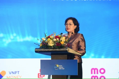 Thống đốc Ngân hàng Nhà nước Việt Nam Nguyễn Thị Hồng phát biểu tại hội thảo. (Ảnh: CTV/Vietnam+)