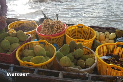 Nằm cách trung tâm thành phố Cần Thơ 10km phía Nam, chợ nổi nằm trên sông Cần Thơ, số 46 đường Hai Bà Trưng, quận Ninh Kiều, thành phố Cần Thơ. (Ảnh: Vietnam+)
