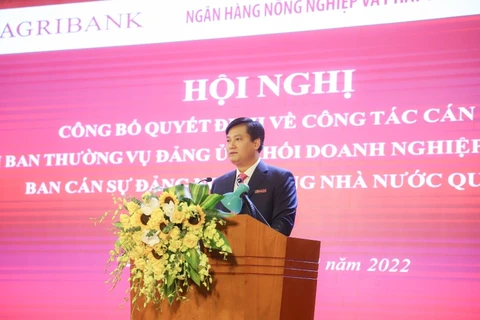 Ông Phạm Toàn Vượng - thành viên HĐTV, Tổng Giám đốc Agribank phát biểu nhận nhiệm vụ. (Ảnh: Vietnam+)