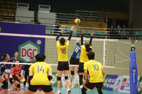 Ninh Bình Lienvietpostbank thi đấu ấn tượng tại giải bóng chuyền vô địch quốc gia 2023. (Ảnh: Vietnam+)