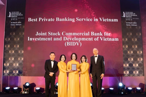 BIDV là ngân hàng đầu tiên đạt giải Dịch vụ ngân hàng cao cấp Private Banking tốt nhất Việt Nam. (Ảnh: Vietnam+)