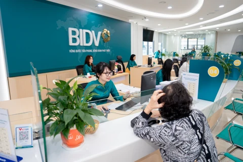 Giao dịch tại ngân hàng BIDV. (Ảnh: PV/Vietnam+)