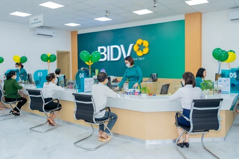 Khách hàng giao dịch tại BIDV. (Ảnh: PV/Vietnam+)