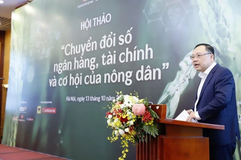 Ông Phạm Anh Tuấn, Vụ Trưởng Vụ Thanh toán Ngân hàng Nhà nước Việt Nam nêu ra nhiều vấn đề về chính sách. (Ảnh: PV/Vietnam+)