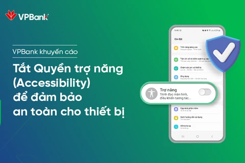 VPBank đã khuyến cáo khách hàng tắt quyền trợ năng từ giữa tháng 11/2023. (Ảnh: PV/Vietnam+)