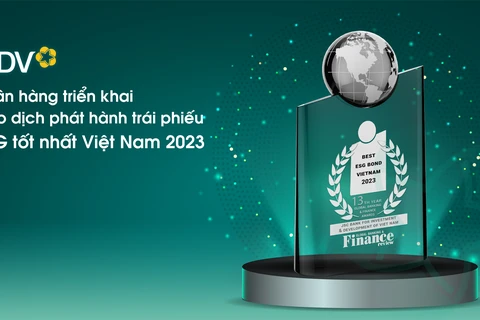 BIDV được vinh danh ngân hàng triển khai giao dịch phát hành trái phiếu ESG tốt nhất Việt Nam năm 2023. (Ảnh: Vietnam+)