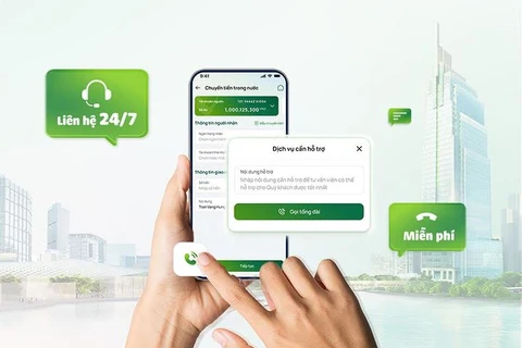 Liên hệ tổng đài Vietcombank qua cuộc gọi internet tích hợp trong VCB Digibank. (Ảnh: Vietnam+)