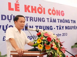 Bí thư Đảng ủy, Tổng Giám đốc TTXVN Nguyễn Đức Lợi phát biểu tại lễ khởi công. (Ảnh: Trần Lê Lâm/TTXVN)