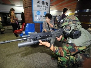 Binh sỹ Hàn Quốc trong một cuộc tập trận với Mỹ. (Nguồn: AFP)