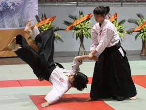 Biểu diễn Aikido. (Ảnh: Ngọc Trường/TTXVN)