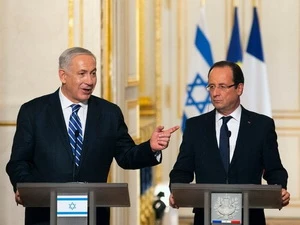 Tổng thống Francois Hollande và Thủ tướng Israel Benjamin Netanyahu tại Paris. (Nguồn: AP)