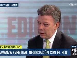 Tổng thống Santos thông báo chính phủ Colombia đã có tiếp xúc ban đầu với ELN. (Nguồn: Caracol Television)