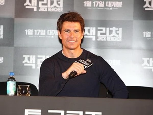 Tom Cruise trong buổi họp báo ở Seoul. (Nguồn: CJ E&M)