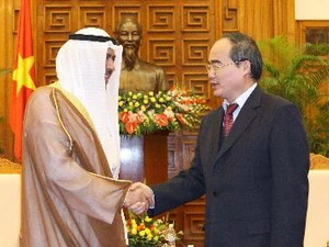 Phó Thủ tướng Nguyễn Thiện Nhân tiếp ngài Sheikh Ahmad Al-Fahad Al-Sabah. (Ảnh: Dương Giang/TTXVN)