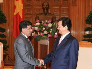 Thủ tướng Nguyễn Tấn Dũng tiếp ông Mohammed Jaber Abdullah Al-Sulaiti, Đại sứ Qatar tại Việt Nam. (Ảnh: Thống Nhất/TTXVN)